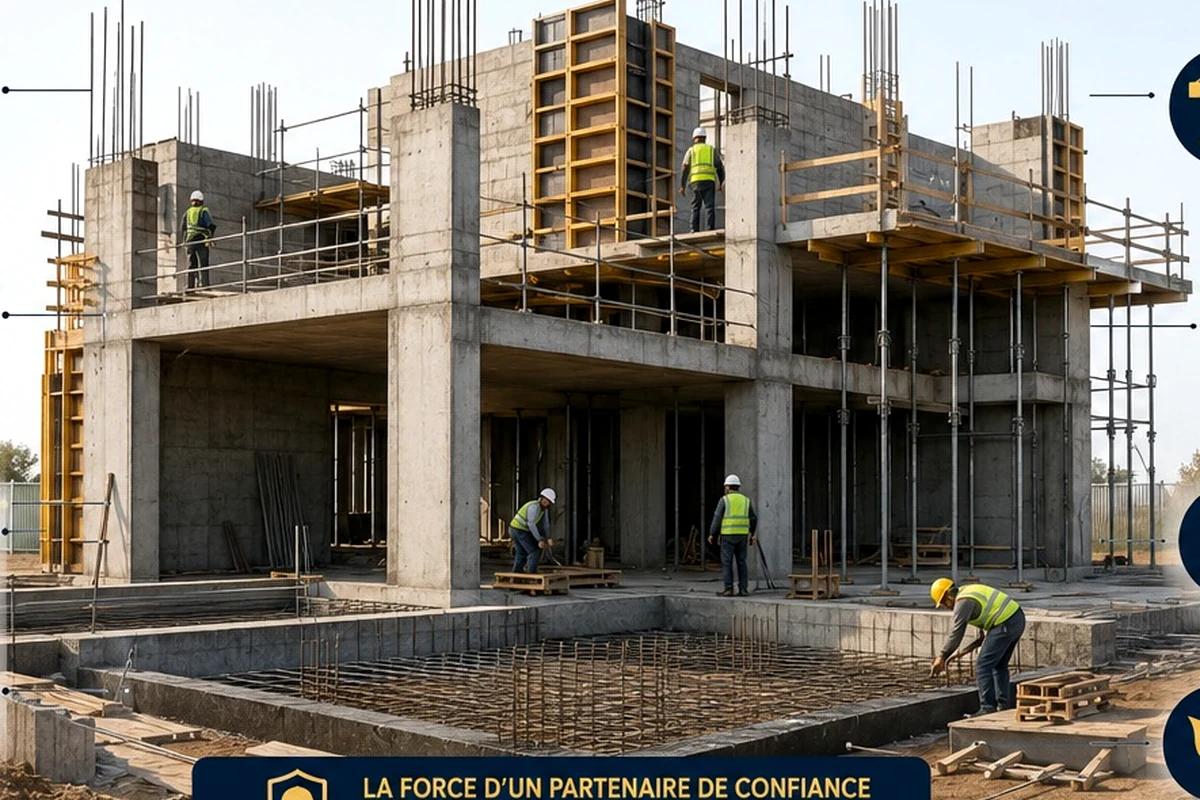 Chantier de structure en béton armé